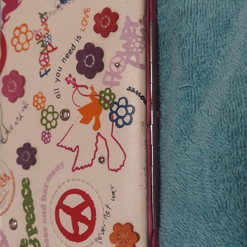 Colorful Hard Sided Peace and Love Wallet